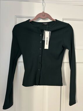 The Workshop Women’s Size S Button-Up Dark Green Long-Sleeve